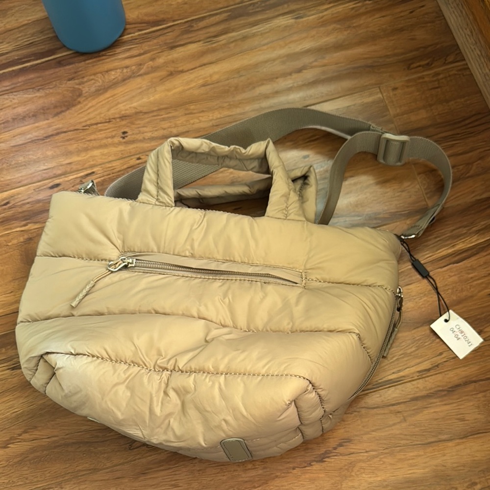 Tan Quilted Shoulder Bag
